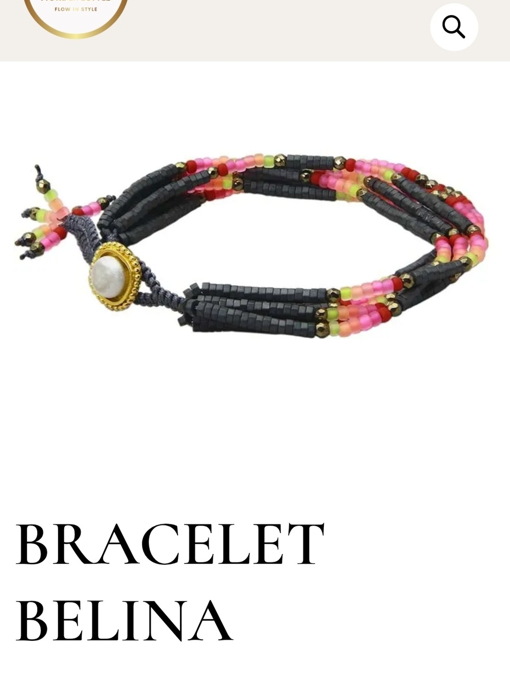 Pink & Black Seed Bead Wrap Bracelet with Gold Accent